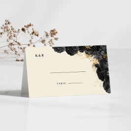 Asiento Watercolor Gold Rosas de color negro Tarjeta de pl