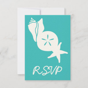 Asientos de verano en tarjeta RSVP turquesa