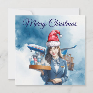 Asistencia de vuelo azafata Feliz Navidad