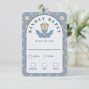 Asistencia Dusty Blue Art Nouveau Tarjeta de Confirmación de