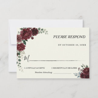 Asistencia Elegante Tarjeta de Confirmación de Boda Botánica 