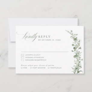 Asistencia Elegante Tarjeta de Confirmación de Boda Floral Cl