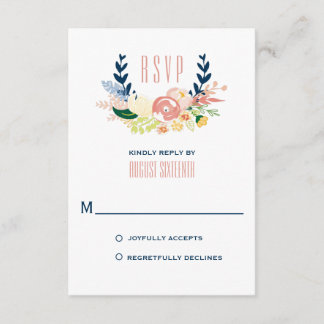 Asistencia Onograma Floral Wreath | Tarjeta de confirmación d