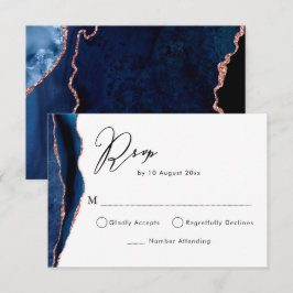 Asistencia tarjeta de confirmación de aгата de oro rosa y azu