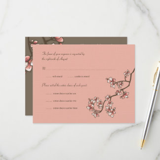 Asistencia Tarjeta de confirmación de boda china Flores de me