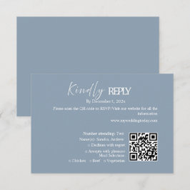 Asistencia Tarjeta de confirmación de boda con código QR azul