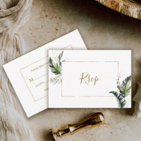 Tarjeta de confirmación de boda con marco dorado d