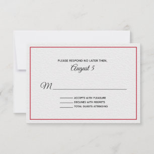 Asistencia Tarjeta de confirmación de boda con texto blanco y