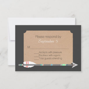 Asistencia Tarjeta de confirmación de boda de flecha tribal g
