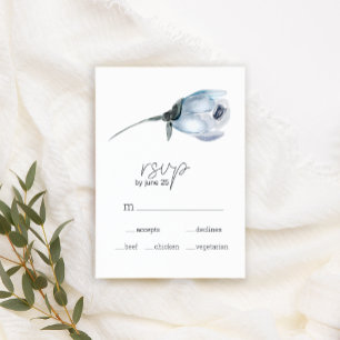 Asistencia Tarjeta de confirmación de boda de flores azules p