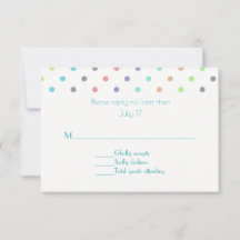 Tarjeta de confirmación de boda de lunares y confe