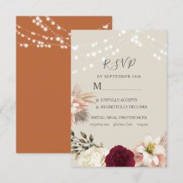 Asistencia Tarjeta de confirmación de boda de naranja rústica