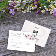 Tarjeta de confirmación de boda de orquídea minima