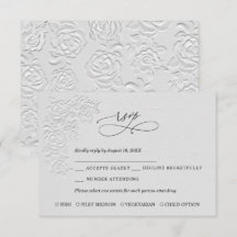 Tarjeta de confirmación de boda de rosas blancas c