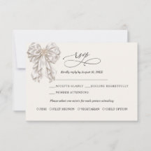 Tarjeta de confirmación de boda elegante con lazo
