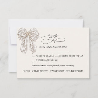 Asistencia Tarjeta de confirmación de boda elegante con lazo