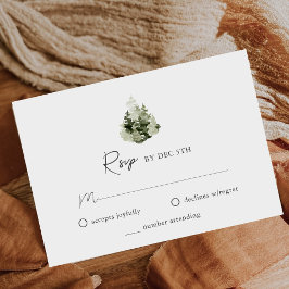 Asistencia Tarjeta de confirmación de boda en bosque de pino 