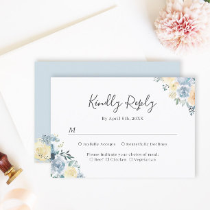 Asistencia Tarjeta de confirmación de boda floral azul vainil