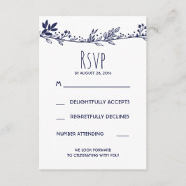 Asistencia Tarjeta de confirmación de boda floral blanca y az