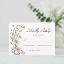 Tarjeta de confirmación de boda floral boho elegan