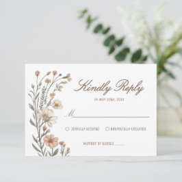 Asistencia Tarjeta de confirmación de boda floral boho elegan