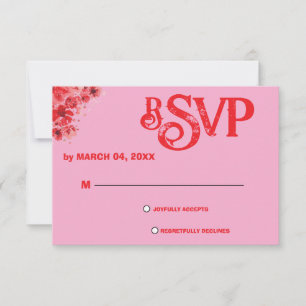 Asistencia Tarjeta de confirmación de boda floral rosa románt