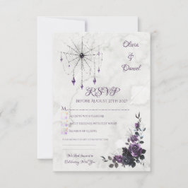 Asistencia Tarjeta de confirmación de boda gótica con flores