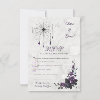 Asistencia Tarjeta de confirmación de boda gótica con flores