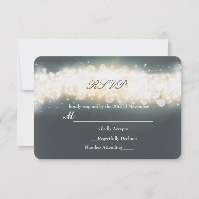 Asistencia Tarjeta de confirmación de boda Grey Sparkle Light (Anverso)
