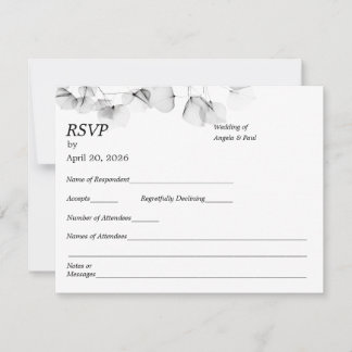 Asistencia Tarjeta de confirmación de boda Hoja suave Hojas 