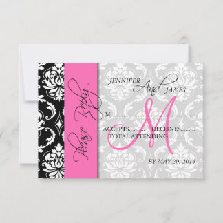 Asistencia Tarjeta de confirmación de boda Monograma Rosa Dam