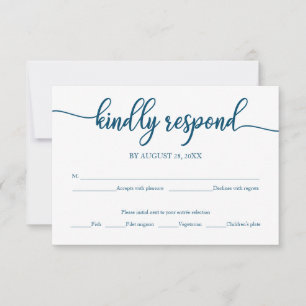 Asistencia Tarjeta de confirmación de boda Ocean Blue Caligra