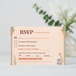 Asistencia Tarjeta de confirmación de boda Retro Chic
