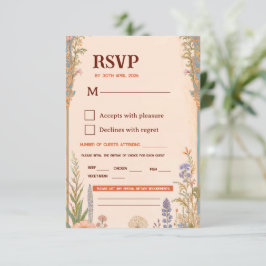 Asistencia Tarjeta de confirmación de boda Retro Chic