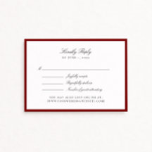 Tarjeta de confirmación de boda rojo intenso