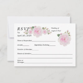 Asistencia Tarjeta de confirmación de boda Rosas suaves rosad