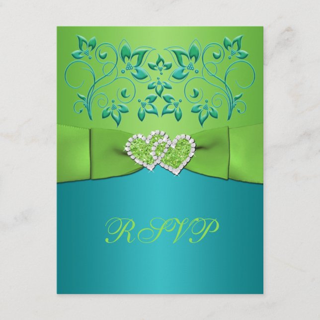 Asistencia Tarjeta de confirmación de Corazones unidos floral (Anverso)