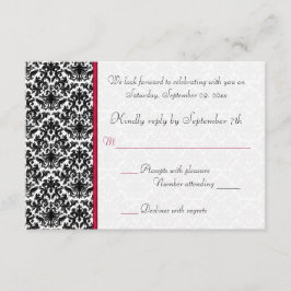 Asistencia Tarjeta de confirmación de damasco negro, blanco y