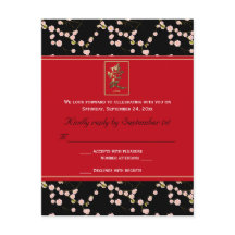 Tarjeta de confirmación de flores de cerezo rojas 