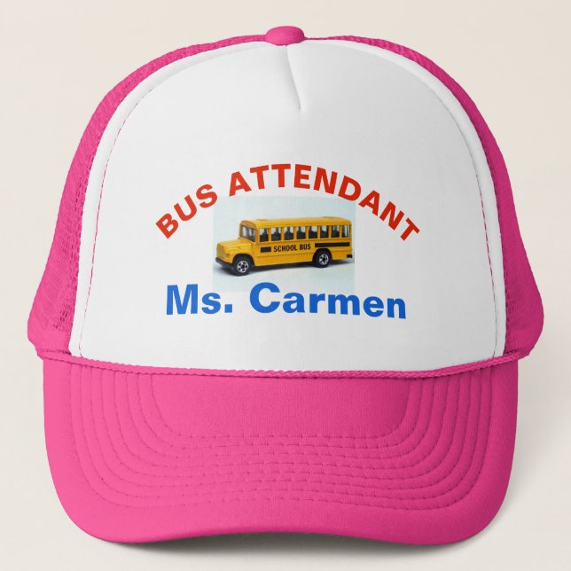 ASISTENTE con nombre, GORRA ROSADO del AUTOBÚS (Anverso)