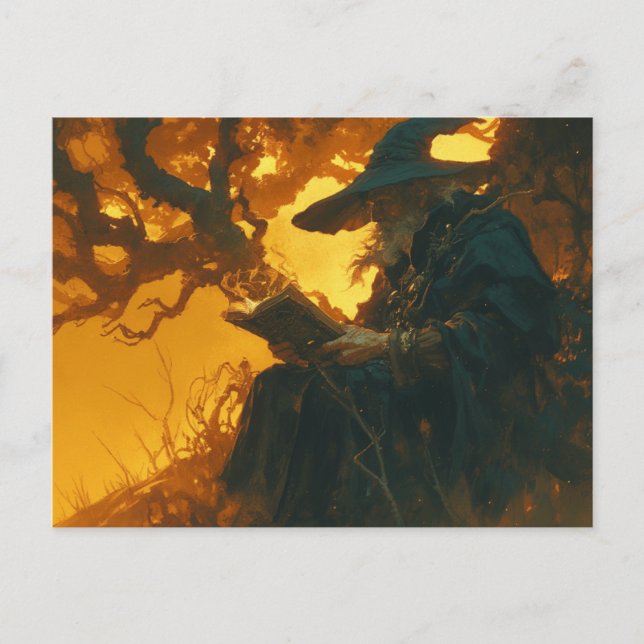 Asistente para leer bajo una postal de árbol (Anverso)