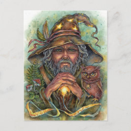 Asistente para postales de búho mágico de fantasía