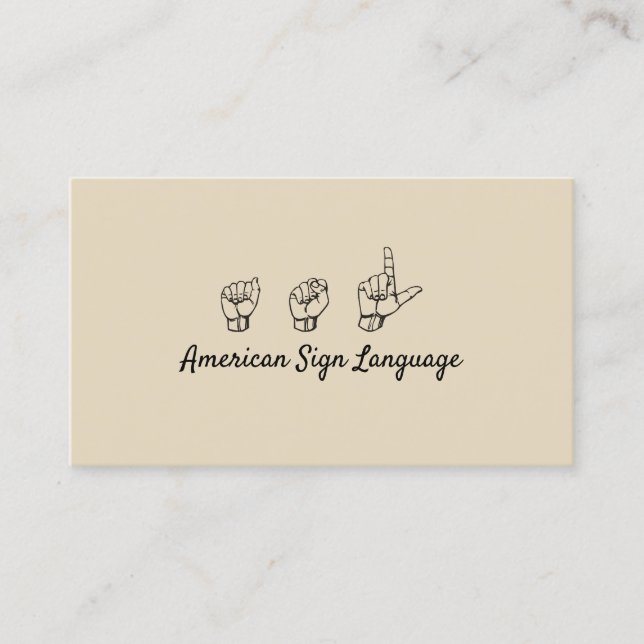 ASL, idioma de Rótulo, traductor, tarjeta de prese (Anverso)