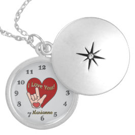 ASL personalizado te amo collar de locket