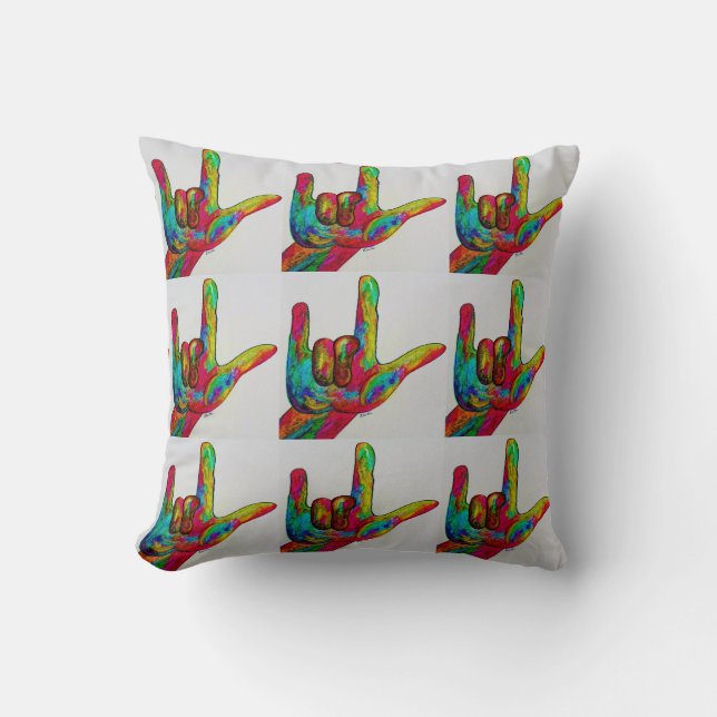 ASL te amo, te amo, TE AMO almohada (Anverso)