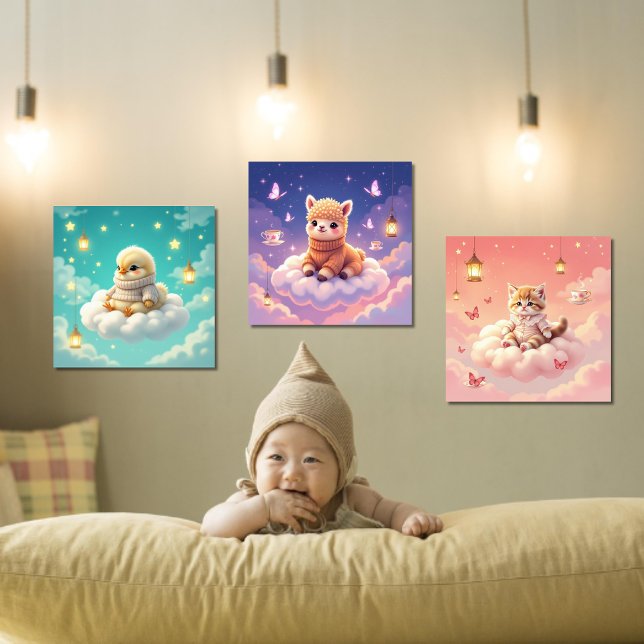 ASMR Alpaca, Chick, Kitten Wall Art Set de 3 (Subido por el creador)