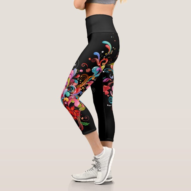 Asombrosa abstracción multicolor Capri Leggings (Izquierda)