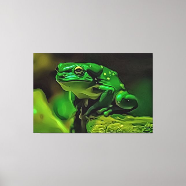 Asombrosa imagen de una rana verde como arte fotog (Anverso)