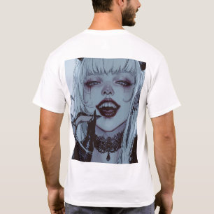 Asombrosa sonrisa Chica de anime con camiseta de c