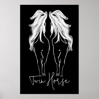 Asombroso Poster de arte Twin Horse Wall